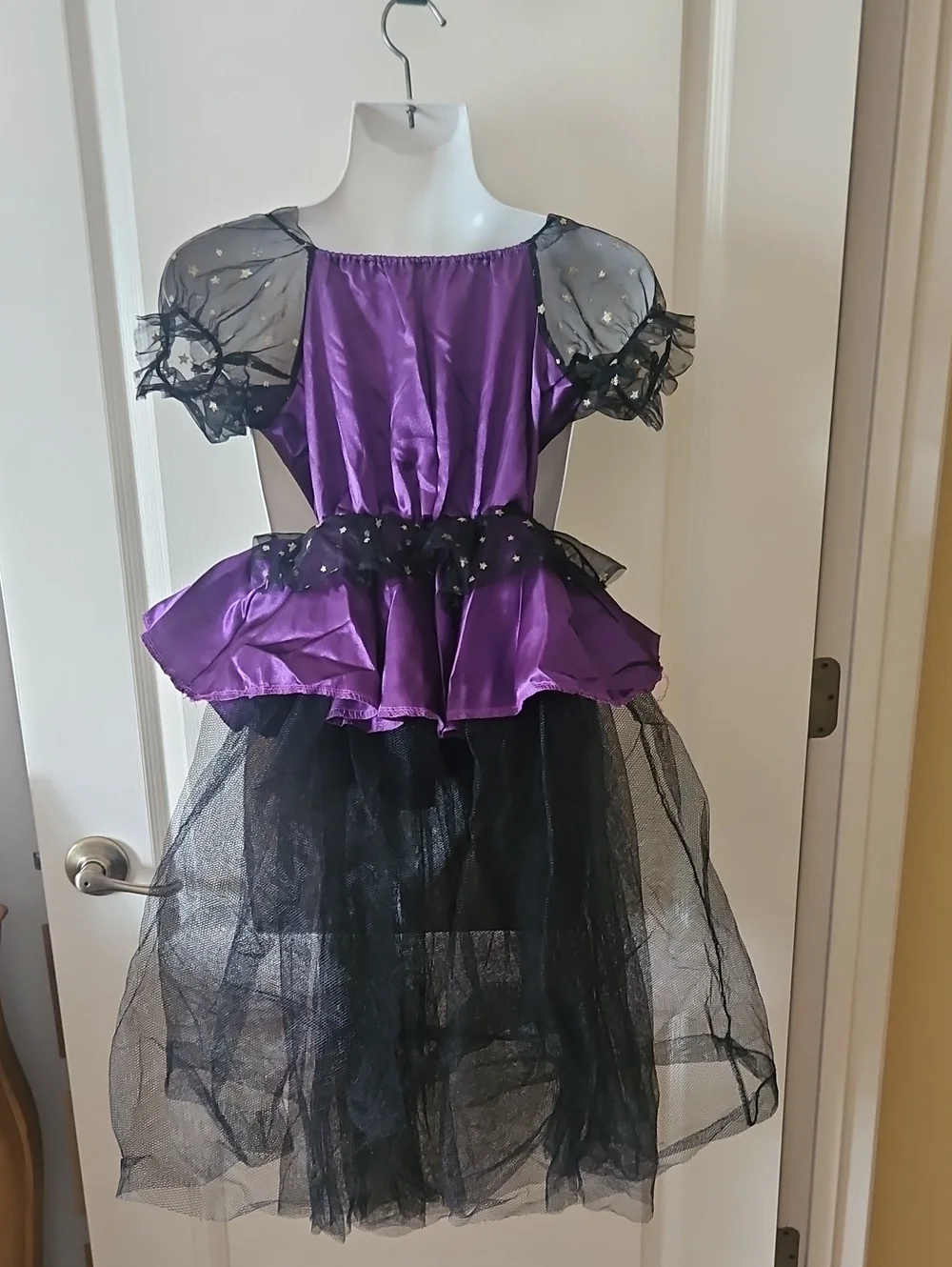 Halloween Costume Purple Black Crinoline Stars Gold Pit Your Own Mask NOT INC.